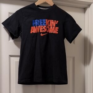 Nike Kids Black Tee with Blue and Orange Graphic